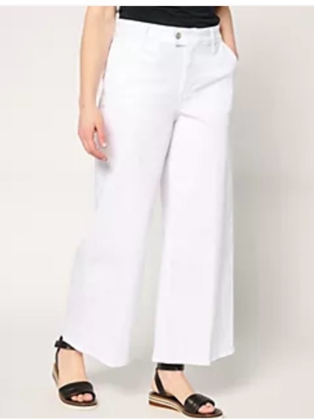 NYDJ Mona White Wide-Leg High Waist Denim Trousers Stretchy 12